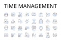 Time management line icons collection. Goal setting, Task scheduling, Project planning, Prioritization technique