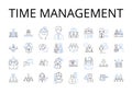 Time management line icons collection. Goal setting, Task scheduling, Project planning, Prioritization technique