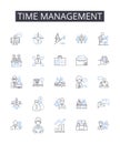 Time management line icons collection. Recreation, Relaxation, Entertainment, Adventure, Experiences, Hobbies, Fun