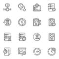 Time management line icons set Royalty Free Stock Photo