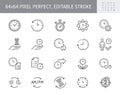 Time management line icons. Vector illustration include icon - deadline, stopwatch, hourglass, metronome, delay Royalty Free Stock Photo