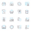 Time management linear icons set. Efficiency, Deadlines, Prioritization, Organization, Discipline, Focus, Productivity