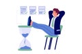 Time management. Man resting at work, achieving goal successful organization. Business people planning office work and strategy,