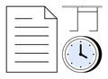 Document, Clock, and Desk Illustration Time Management and Office Tasks Royalty Free Stock Photo