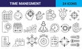 time management outline icon set of 24 includes thin line, Time management banner website icon Royalty Free Stock Photo