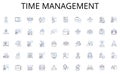 Time management line icons collection. Automobile, Sedan, SUV, Hatchback, Coupe, Convertible, Electric vector and linear