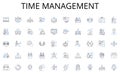 Time management line icons collection. Coaching, Training, Mentoring, Leadership, Learning, Performance, Potential