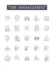 Time management line icons collection. Goal setting, Task scheduling, Project planning, Prioritization technique