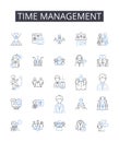 Time management line icons collection. Goal setting, Task scheduling, Project planning, Prioritization technique