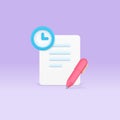 Time management paperwork deadline working efficient organization 3d icon realistic vector