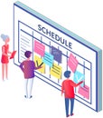 Time management, planning events. Business people plan work schedule for month, schedulling
