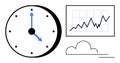 Time Management and Productivity Concept with Clock, Graph, and Cloud Elements Royalty Free Stock Photo