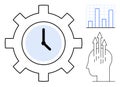 Time Management and Productivity Concept with Gear, Clock, Growth Chart, and Focused Mind Elements Royalty Free Stock Photo