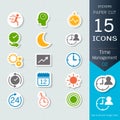 Time management related icons set, Vector Illustrations stickers and paper cut style, Easy to editable and change Royalty Free Stock Photo