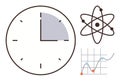 Time Management, Science, and Data Analysis Elements in Flat Design Royalty Free Stock Photo