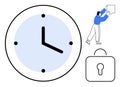 Time Management and Security Concept with Minimalist Clock and Lock Symbol Royalty Free Stock Photo