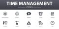 Time Management simple concept icons set