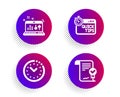 Time management, Sound check and Quick tips icons set. Approved agreement sign. Vector