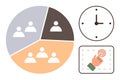 Time Management and Task Allocation Visualized Through Segmented Chart and Clock Royalty Free Stock Photo