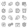 Time management thin line contour icons set Royalty Free Stock Photo