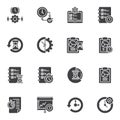 Time management vector icons set