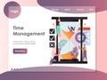 Time management vector website landing page design template Royalty Free Stock Photo