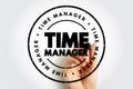 Time Manager text stamp, concept background