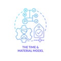 Time and material model blue gradient concept icon