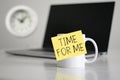 Time for me is shown using the text on the coffee cup Royalty Free Stock Photo