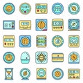 Time measure icon set line color vector