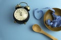 Time and measuring tape, diet or healthy eating concept Royalty Free Stock Photo