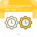 Time mechanism badge premiun icon with simple line or outline color style isolated on white background. Sign symbol vector icon