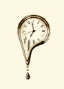 The time melting. Surreal style. Sepia effect image.