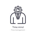 time mind outline icon. isolated line vector illustration from time management collection. editable thin stroke time mind icon on