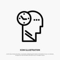 Time, Mind, Thoughts, Head Line Icon Vector