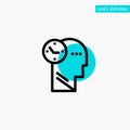 Time, Mind, Thoughts, Head turquoise highlight circle point Vector icon