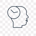 Time mind vector icon isolated on transparent background, linear