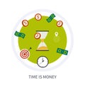 Time is money business concept in modern flat Royalty Free Stock Photo