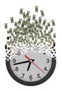 Time Is Money Concept. Clock Falling Apart To Dollars. Royalty Free Stock Photo