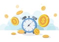 Time is money concept. Financial investments, revenue increase, budget management, savings account.Flat vector Royalty Free Stock Photo