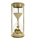 Time is money concept golden hourglass 3d render on white no shadow