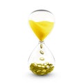 Time is money concept. Hourglass that transforms time to coins. Royalty Free Stock Photo