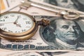 Time and money concept image - old silver pocket Royalty Free Stock Photo