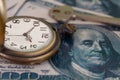 Time and money concept image - old silver pocket watch Royalty Free Stock Photo