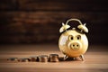 Time is money concept. Piggy bank shaped clock. Investing early concept, Generation wealth, retiremen pension plan