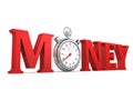 Time money concept red letters with stopwatch