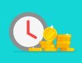 Time money concept vector icon flat cartoon, inflation idea, cash savings and clock watch timer, financial investment Royalty Free Stock Photo