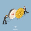 Time is money flat isometric vector concept.
