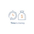 Time is money, fund management, long term investment, financial strategy, finance solution, loan approval, pension savings Royalty Free Stock Photo