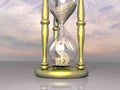 Time is Money: Golden Hourglass for Dollars - 3D render